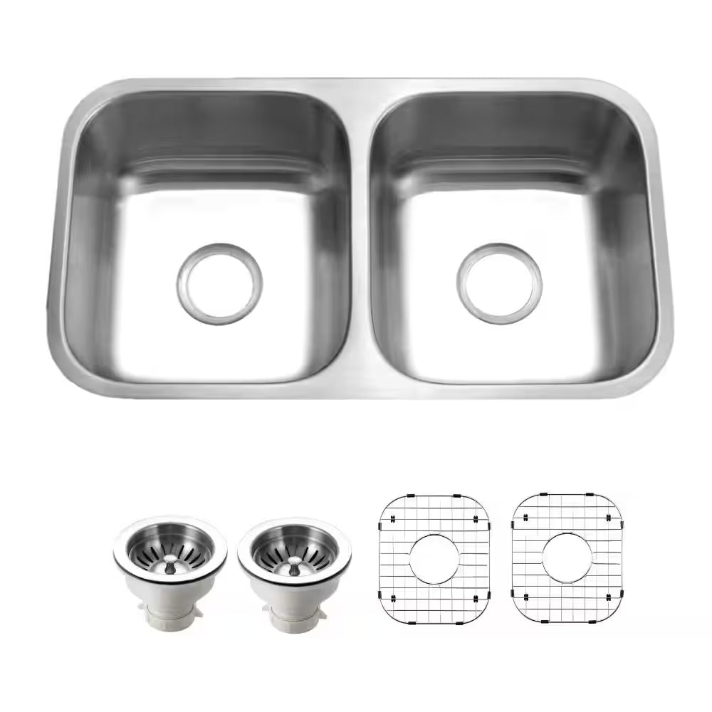 Eston 31 In. Stainless Steel Undermount 50/50 Double Bowl Kitchen Sink - STD-2100-1