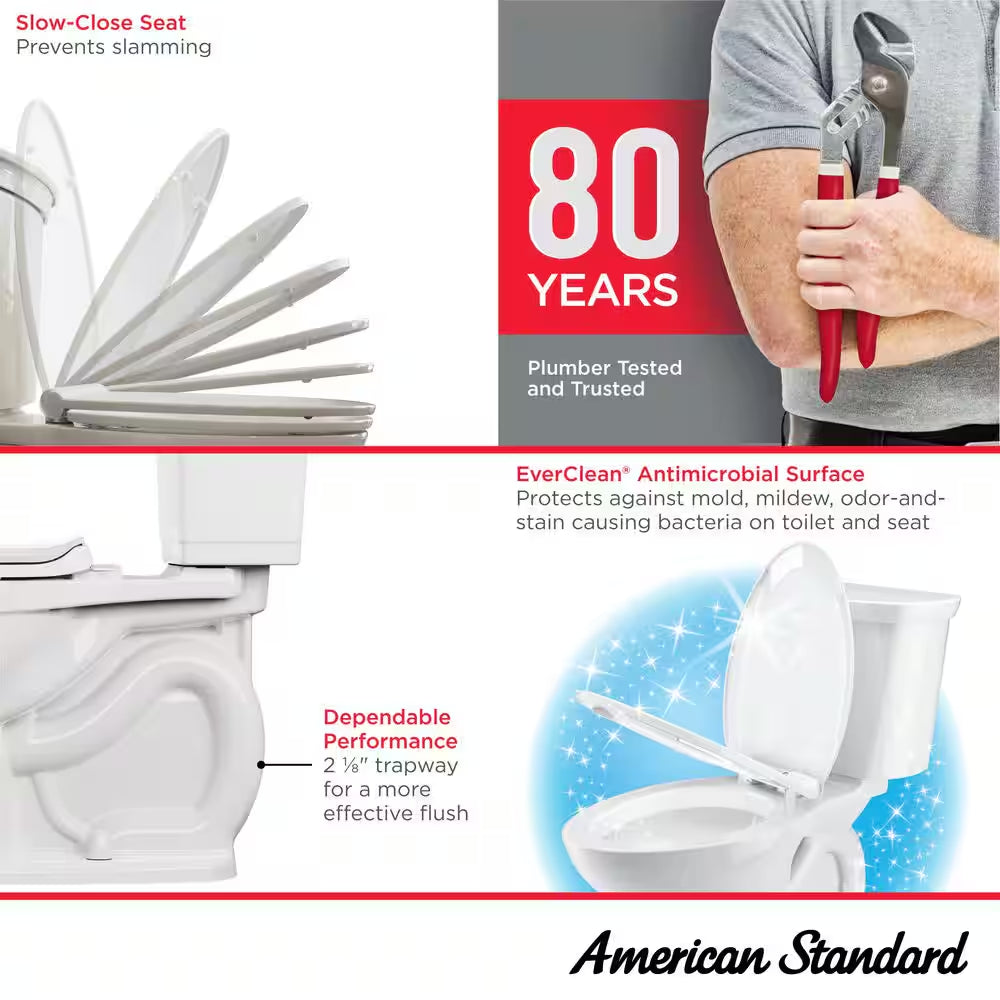 Cadet 10 In. Antimicrobial 2-Piece 1.28 GPF Single Flush Chair Height Elongated Front Toilet W/ Slow Close Seat in White