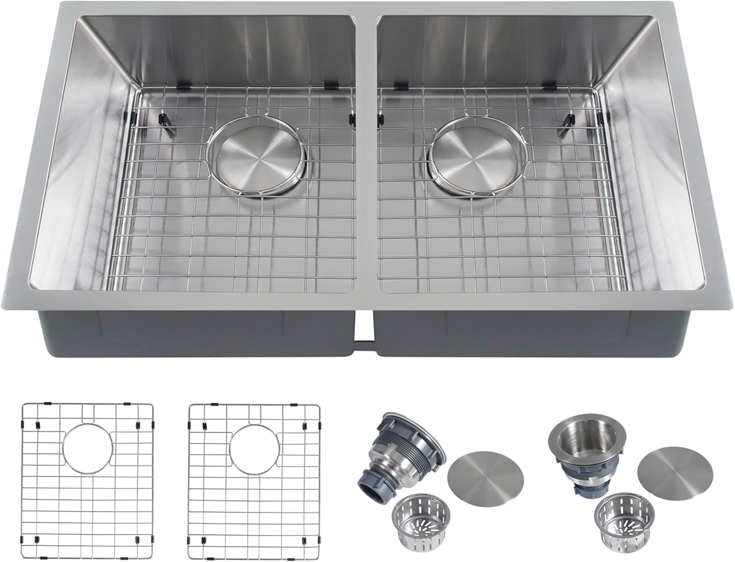 30 Inch Undermount Double Sink,16-Gauge T304 Stainless Steel Kitchen Sink 30'' X 18'',50/50 Double Bowl Kitchen Sinks Undermount with Accessories,9 Inch Deep Sinks with Brushed Finish