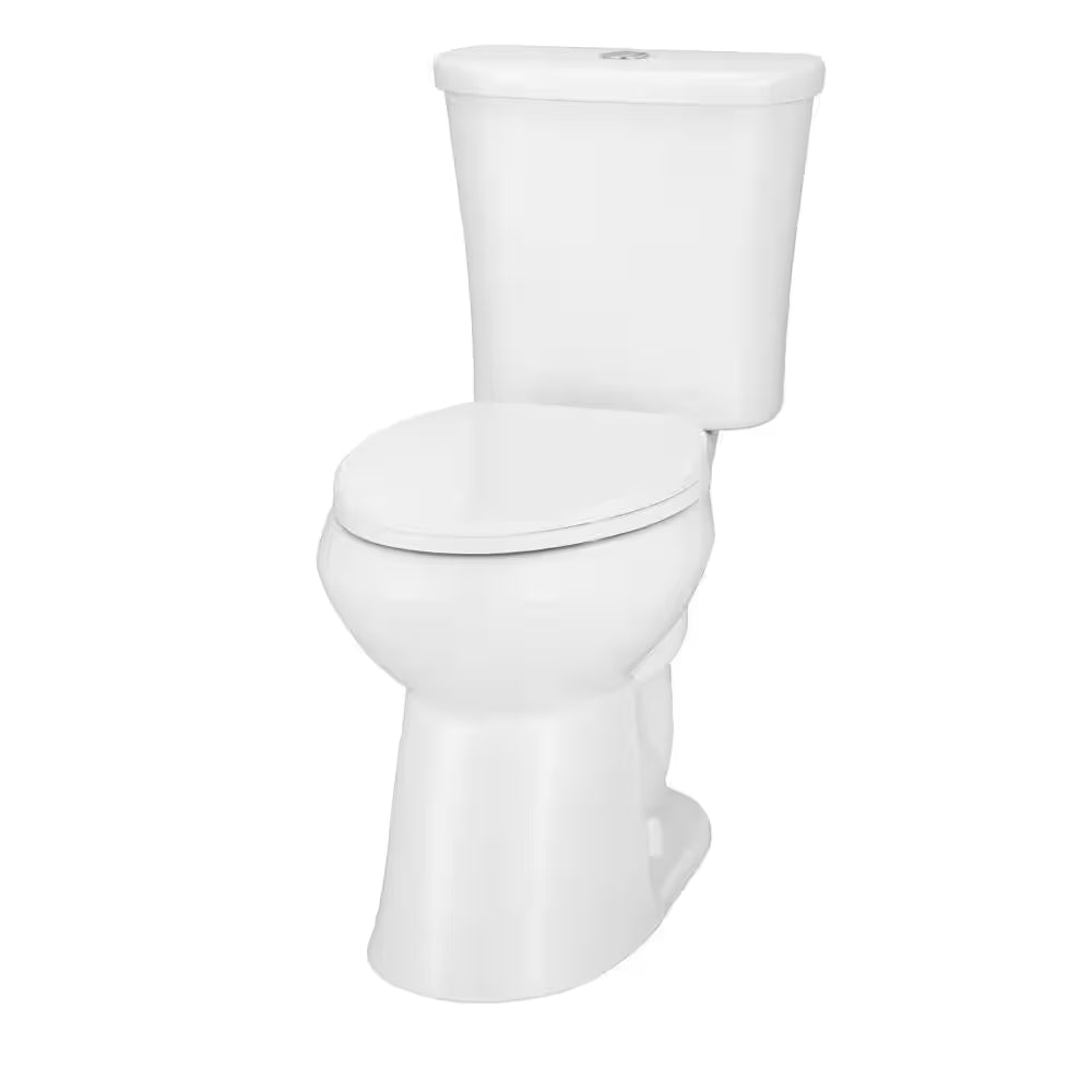 Power Flush 12 In. Rough in 2-Piece 0.95 GPF/1.28 GPF Dual Flush Elongated Toilet in White with Slow-Close Seat Included