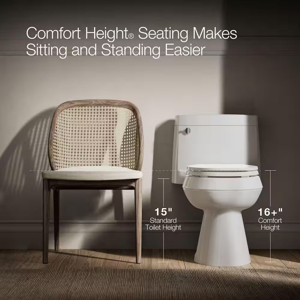 Highline Arc 12 In. Rough in 1-Piece 1.28 GFP Single Flush Elongated Chair Height Toilet in White with Soft Close Seat