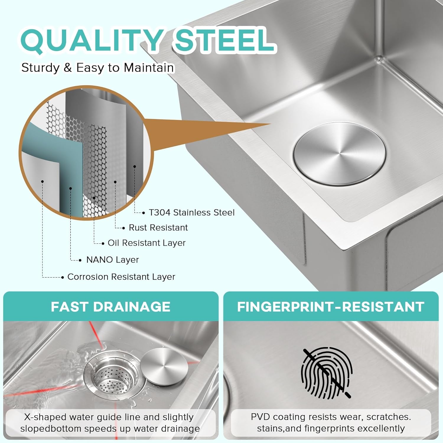 30 Inch Undermount Double Sink,16-Gauge T304 Stainless Steel Kitchen Sink 30'' X 18'',50/50 Double Bowl Kitchen Sinks Undermount with Accessories,9 Inch Deep Sinks with Brushed Finish