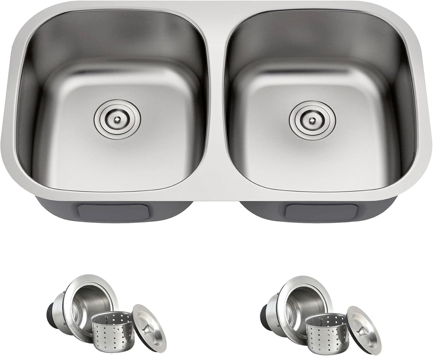 32 Inch Undermount Double Bowl Kitchen Sink 50/50 Stainless Steel 18 Gauge Commercial Grade Satin Finish Sinks 32" X 18" X 9"