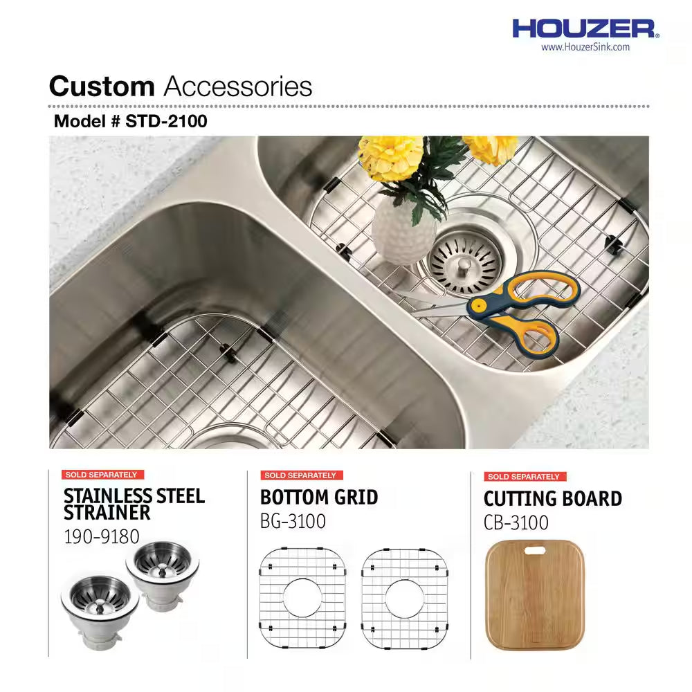Eston 31 In. Stainless Steel Undermount 50/50 Double Bowl Kitchen Sink - STD-2100-1