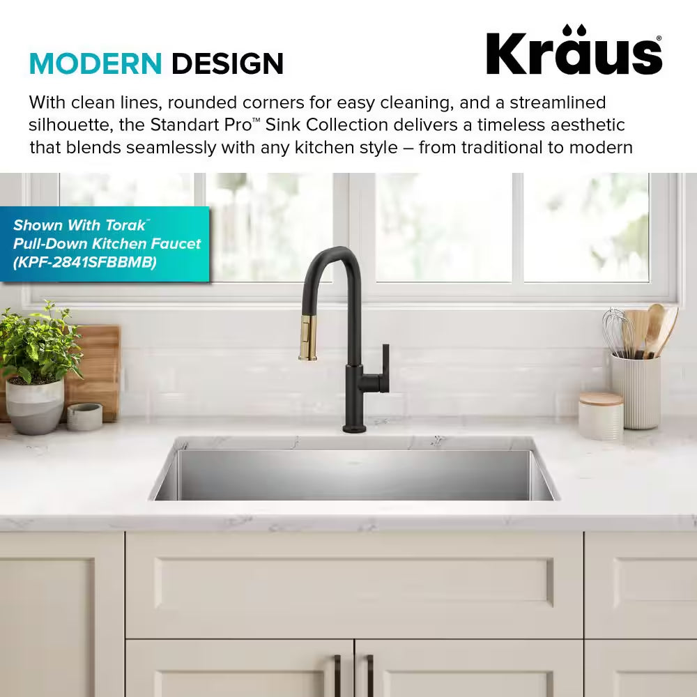 Standart PRO 32 In. Undermount Single Bowl 16 Gauge Stainless Steel Kitchen Sink with Accessories