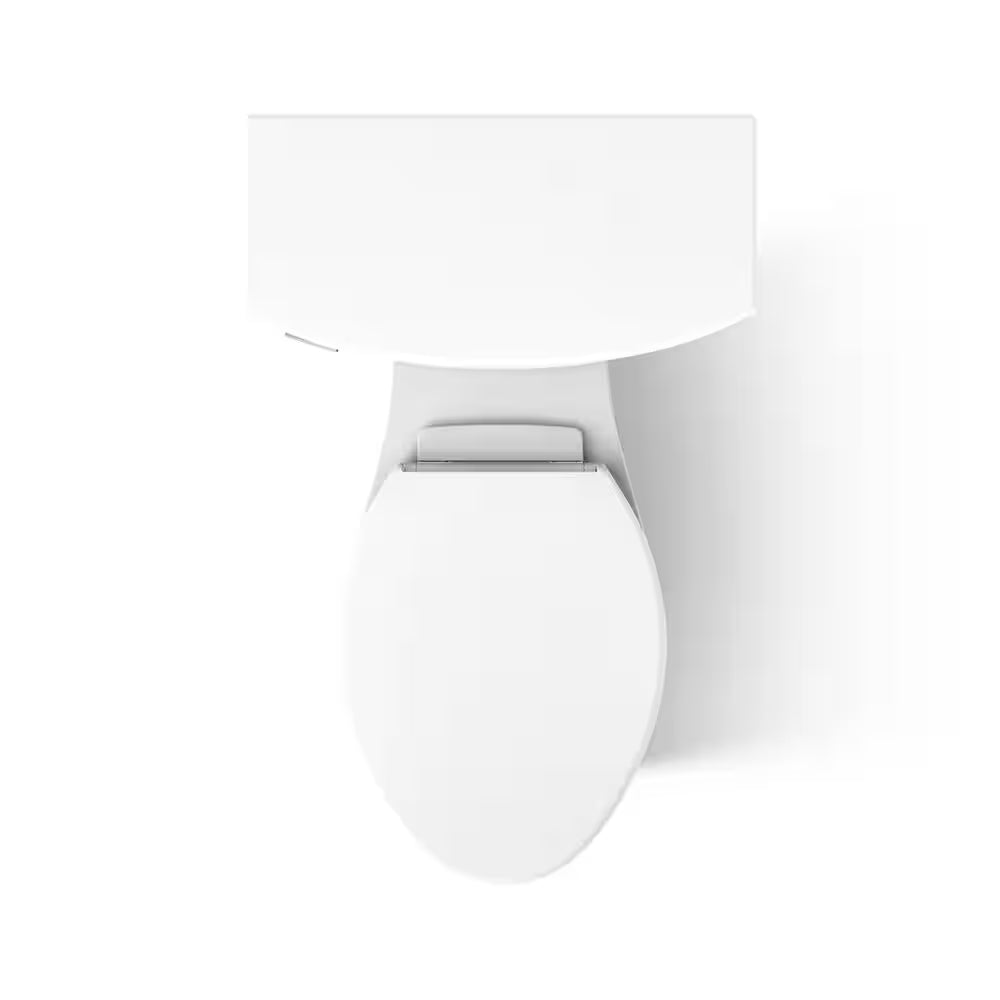 Elmbrook 12 In. Rough in 2-Piece 1.28 GFP Single Flush Elongated Chair Height Toilet in White with Soft Close Seat