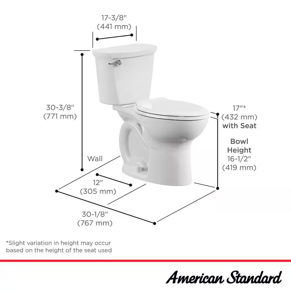 Cadet 12 In. Antimicrobial 2-Piece 1.28 GPF Single Flush Chair Height Elongated Toilet with Slow Close Seat in White