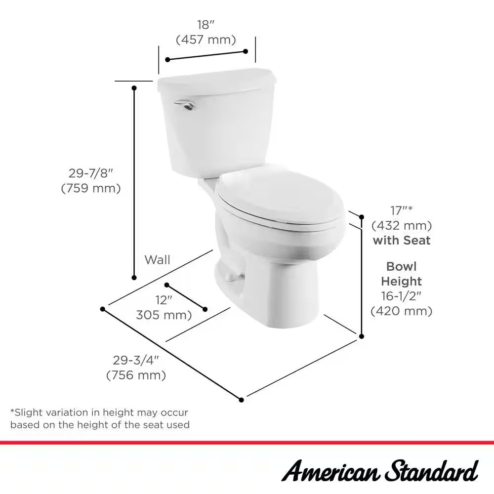 Reliant 12 In. Rough in 2-Piece 1.28 GPF Single Flush Elongated Toilet with Slow Close Seat in White