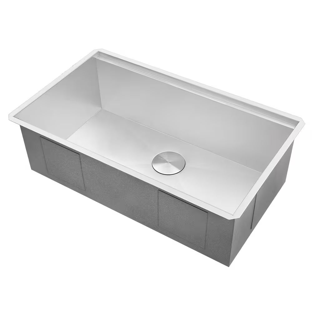 Roma 32 In. Undermount Single Bowl 16-Gauge Stainless Steel Workstation Kitchen Sink with Accessories