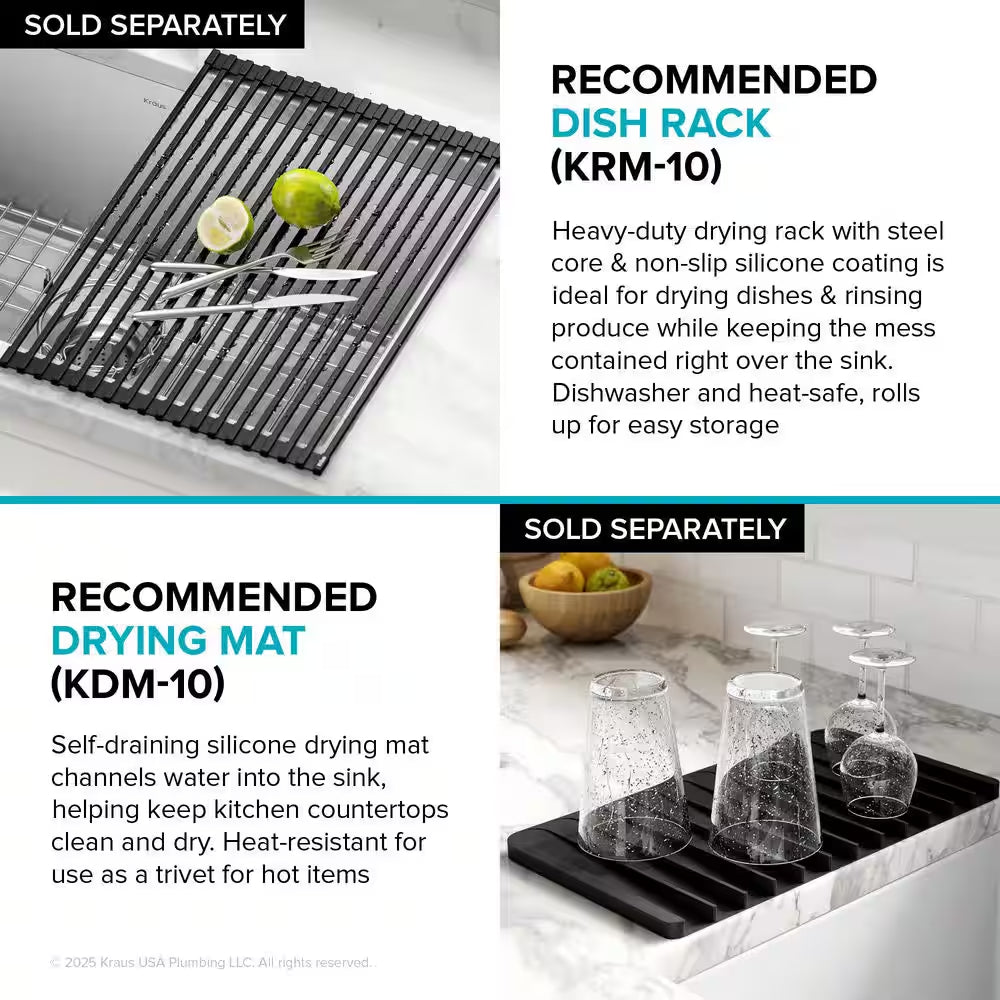 Standart PRO 32 In. Undermount Single Bowl 16 Gauge Stainless Steel Kitchen Sink with Accessories