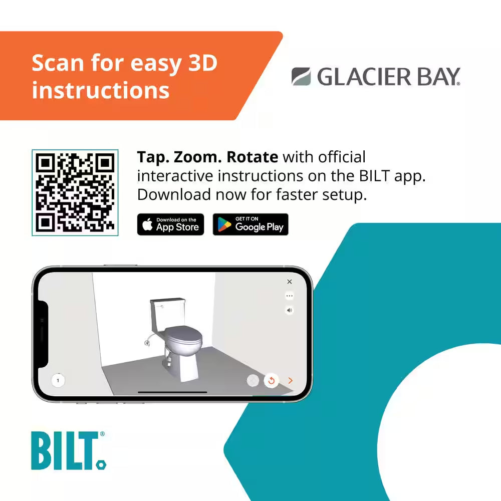 Power Flush 12 Inch Rough in One-Piece 1.28 GPF Single Flush Elongated Toilet in White Seat Included