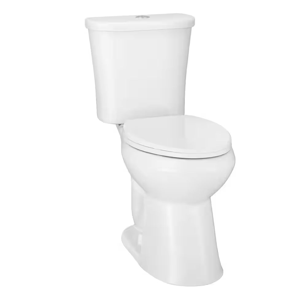 Power Flush 12 In. Rough in 2-Piece 0.95 GPF/1.28 GPF Dual Flush Elongated Toilet in White with Slow-Close Seat Included