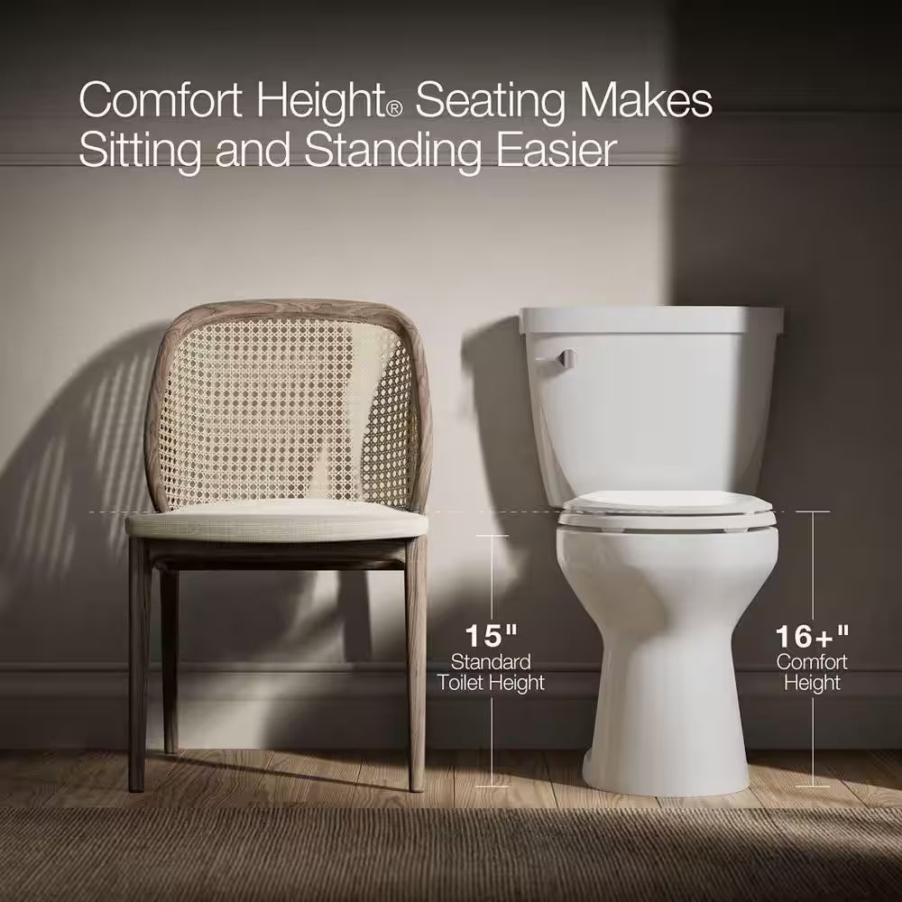 Cimarron 12 In. Rough in 2-Piece 1.28 GFP Single Flush Elongated Toilet in White with Soft Close Seat