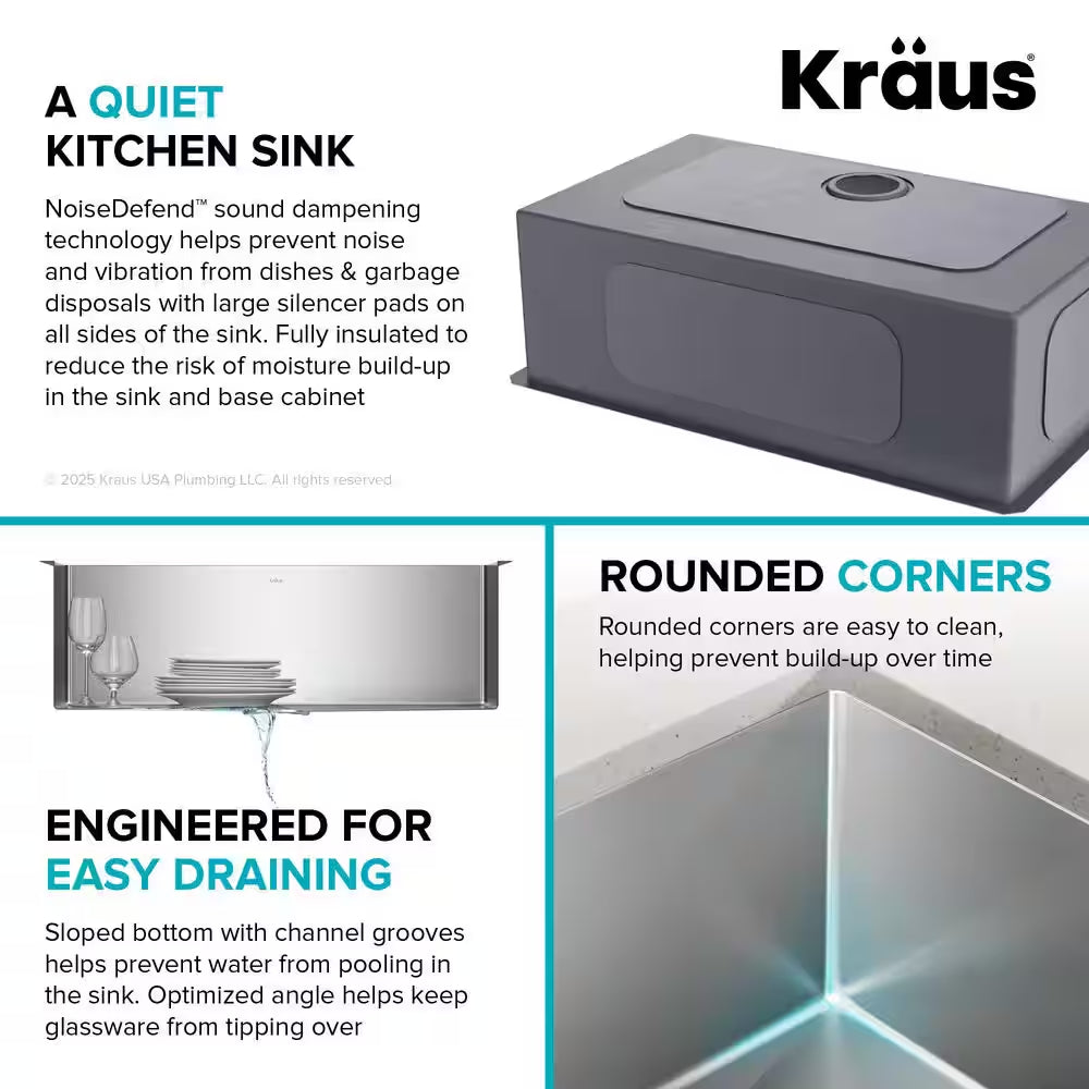 Standart PRO 32 In. Undermount Single Bowl 16 Gauge Stainless Steel Kitchen Sink with Accessories