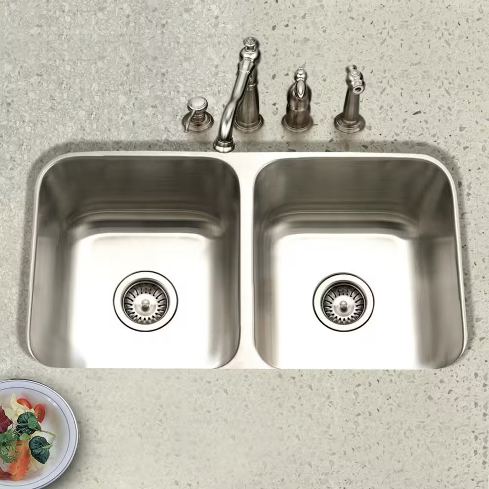 Eston 31 In. Stainless Steel Undermount 50/50 Double Bowl Kitchen Sink - STD-2100-1