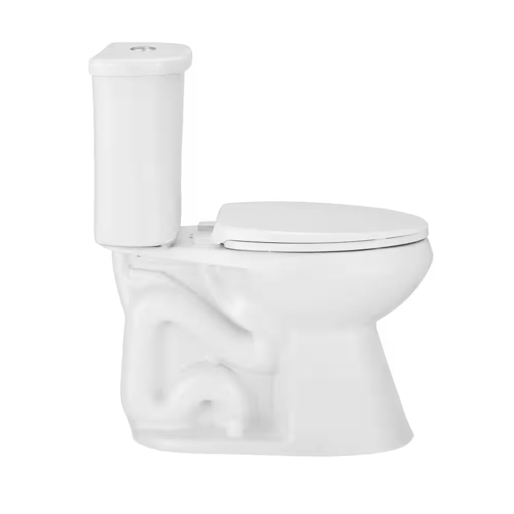Power Flush 12 In. Rough in 2-Piece 0.95 GPF/1.28 GPF Dual Flush Elongated Toilet in White with Slow-Close Seat Included