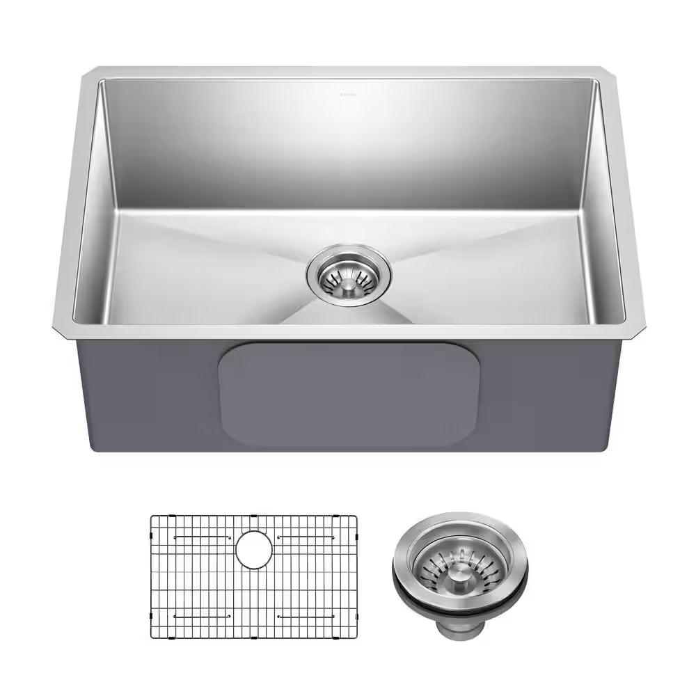 Standart PRO 32 In. Undermount Single Bowl 16 Gauge Stainless Steel Kitchen Sink with Accessories