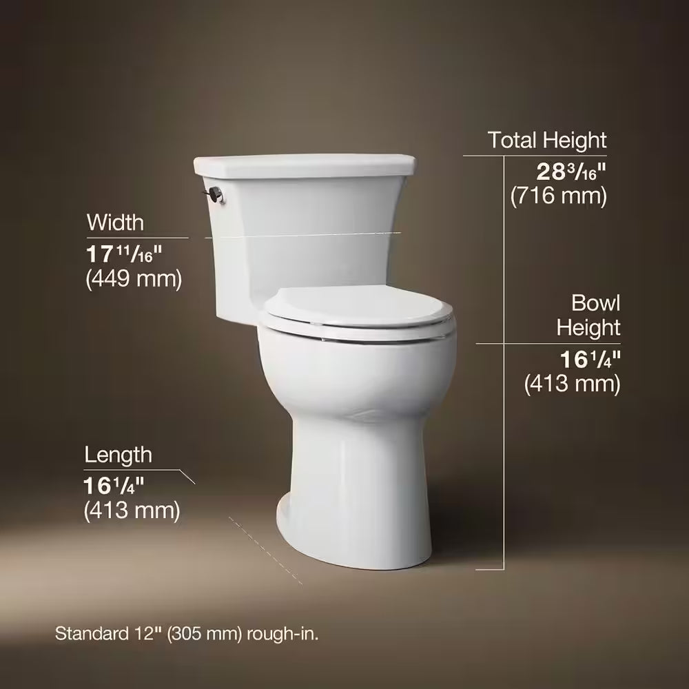 Highline Arc 12 In. Rough in 1-Piece 1.28 GFP Single Flush Elongated Chair Height Toilet in White with Soft Close Seat