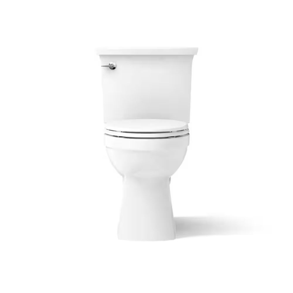 Elmbrook 12 In. Rough in 2-Piece 1.28 GFP Single Flush Elongated Chair Height Toilet in White with Soft Close Seat