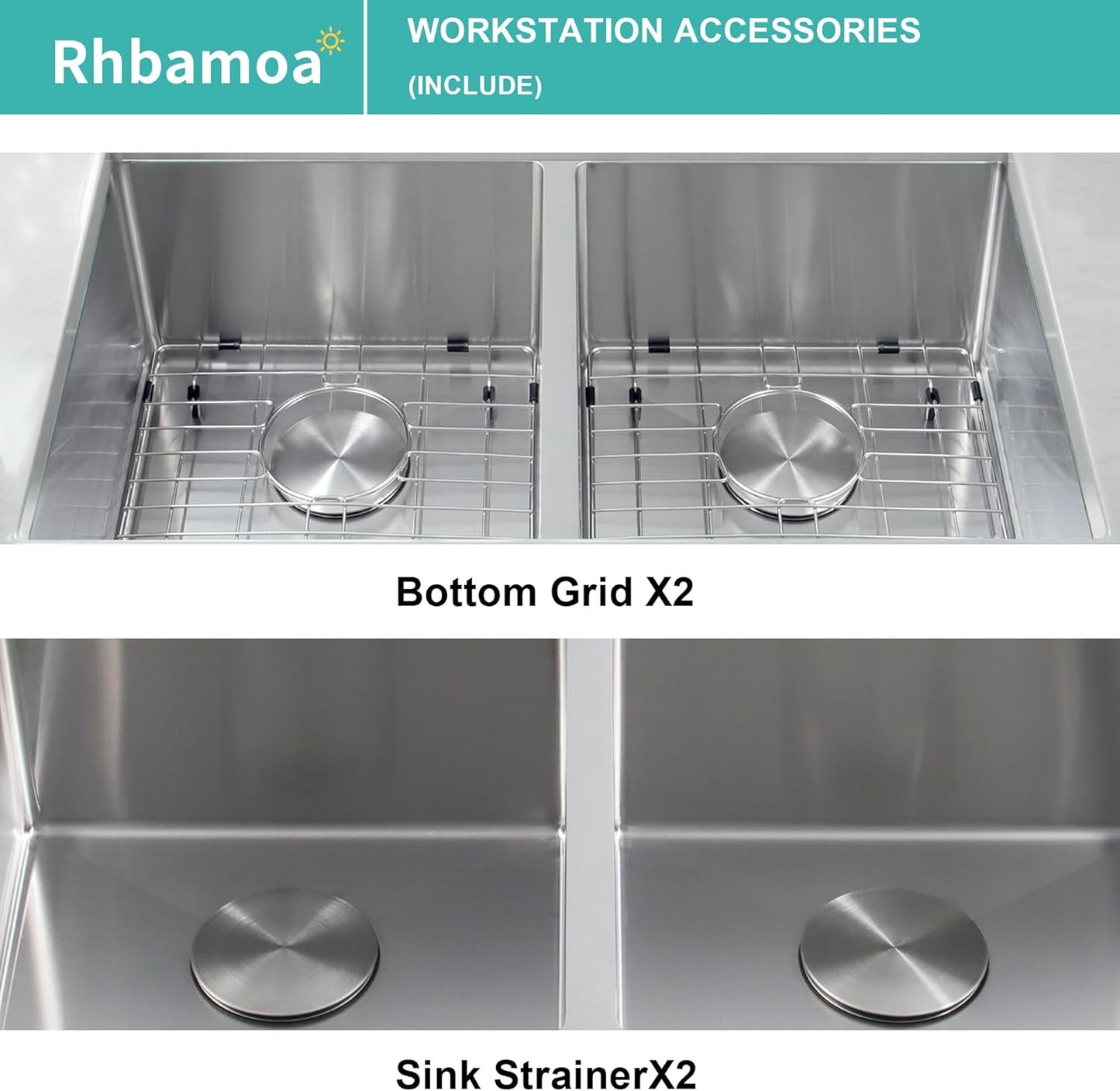 30 Inch Undermount Double Sink,16-Gauge T304 Stainless Steel Kitchen Sink 30'' X 18'',50/50 Double Bowl Kitchen Sinks Undermount with Accessories,9 Inch Deep Sinks with Brushed Finish
