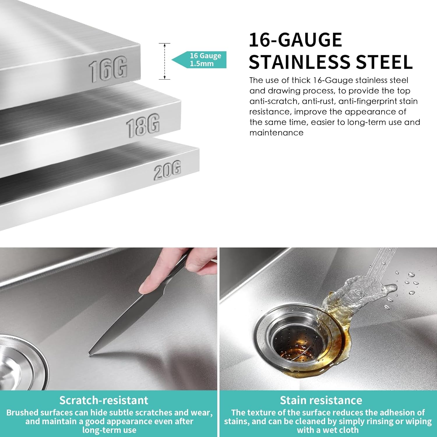 30 Inch Undermount Double Sink,16-Gauge T304 Stainless Steel Kitchen Sink 30'' X 18'',50/50 Double Bowl Kitchen Sinks Undermount with Accessories,9 Inch Deep Sinks with Brushed Finish