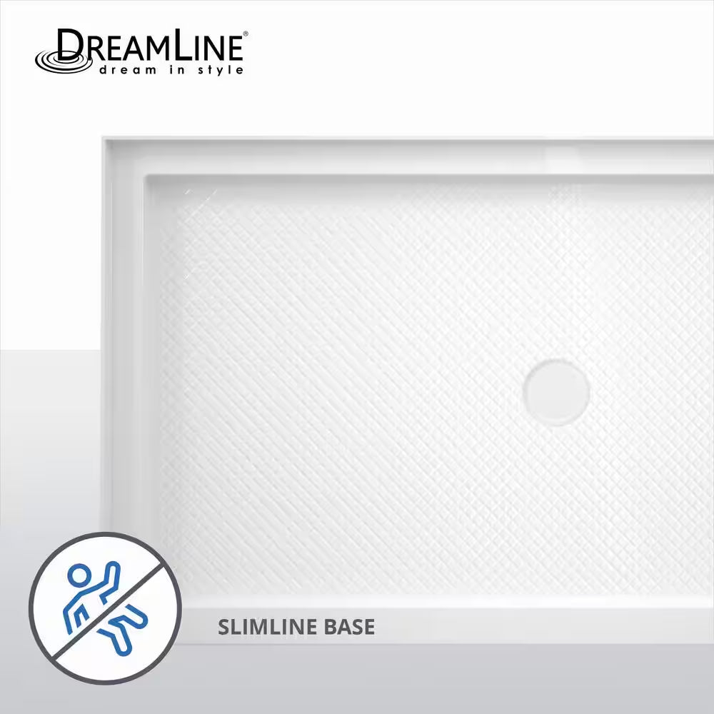 Slimline Single Threshold Alcove Shower Pan Base in White with Center Drain