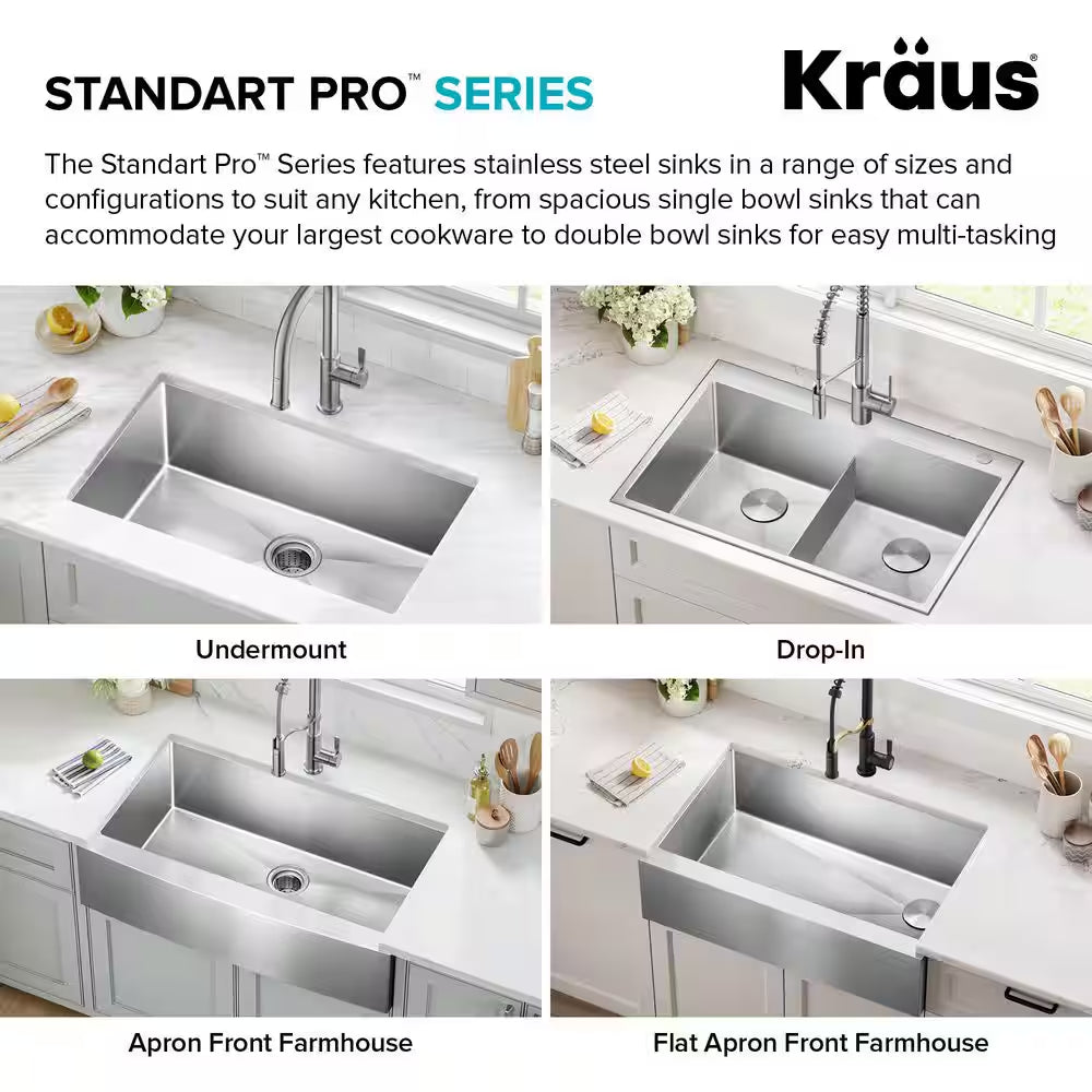 Standart PRO 32 In. Undermount Single Bowl 16 Gauge Stainless Steel Kitchen Sink with Accessories