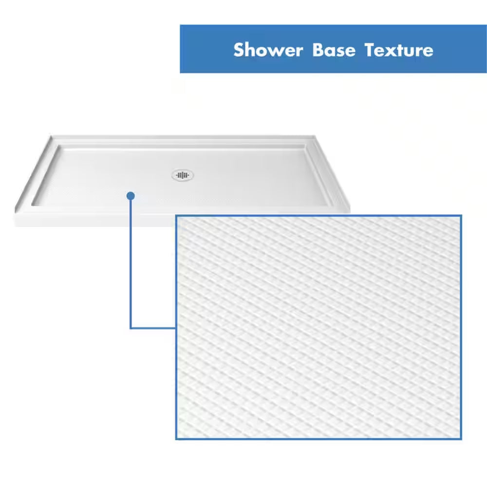 Slimline Single Threshold Alcove Shower Pan Base in White with Center Drain
