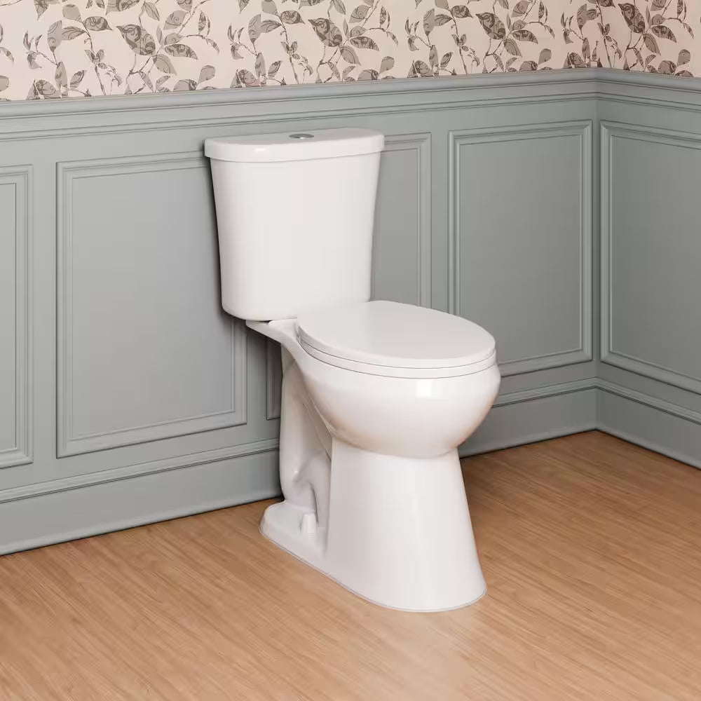 Power Flush 12 In. Rough in 2-Piece 0.95 GPF/1.28 GPF Dual Flush Elongated Toilet in White with Slow-Close Seat Included