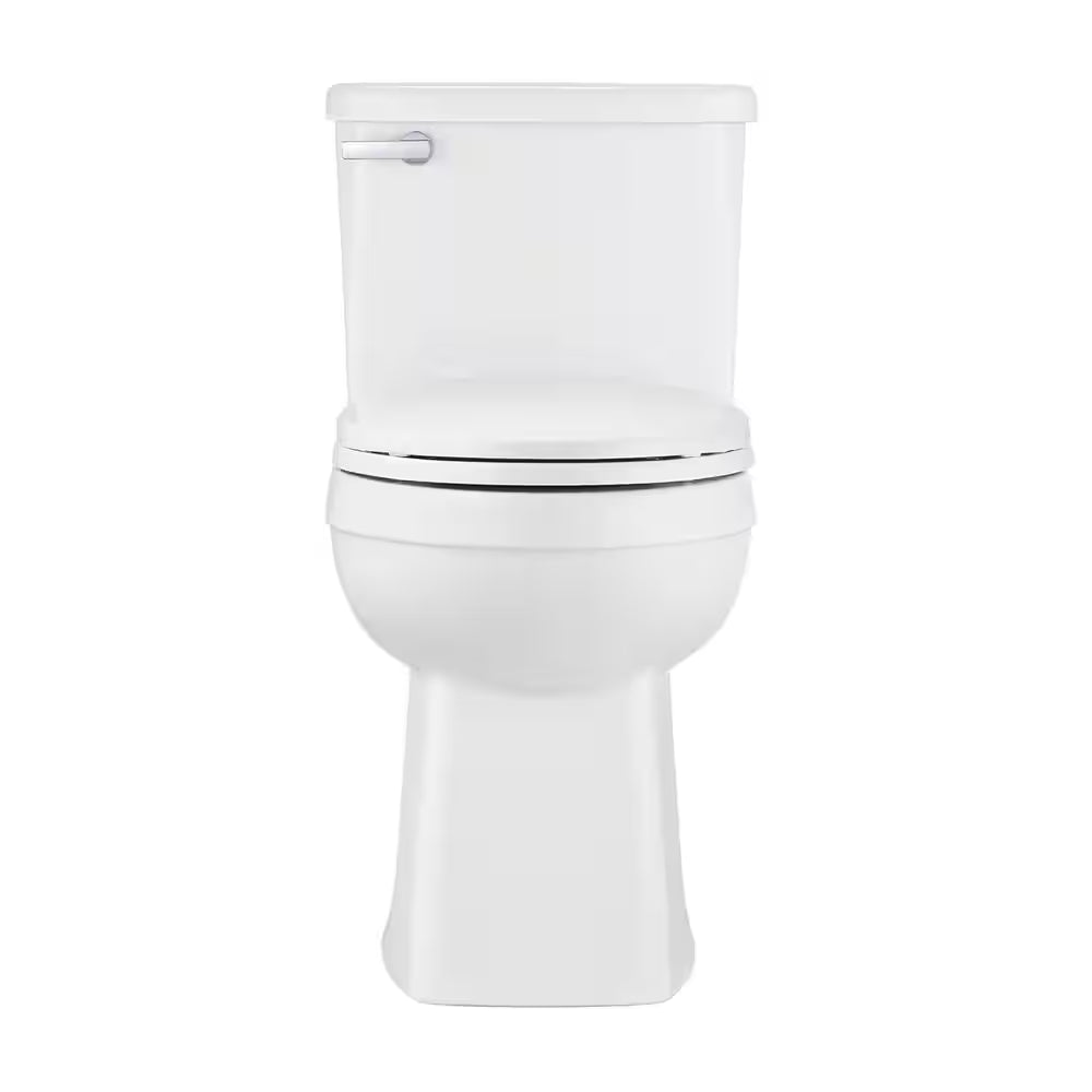 Power Flush 12 Inch Rough in One-Piece 1.28 GPF Single Flush Elongated Toilet in White Seat Included